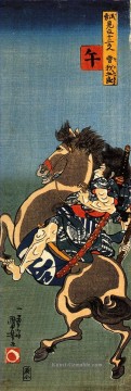  pferd - Pferd soga goro auf einem Aufzuchtpferd Utagawa Kuniyoshi Ukiyo e